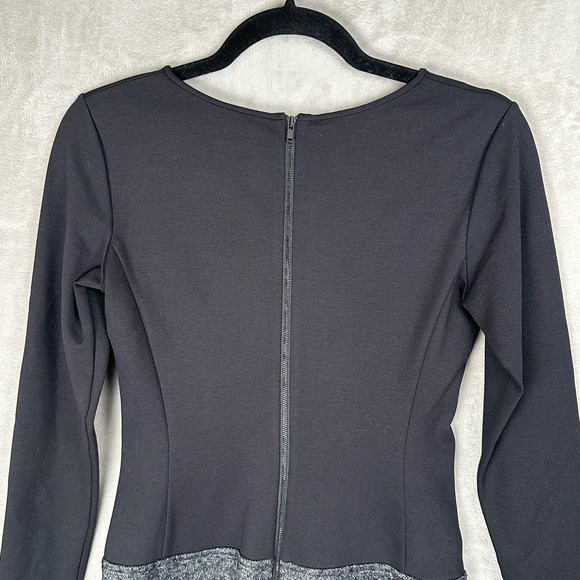Theory Dress Womens 4 Black Gray Wool Blend Nalani Long Sleeve Stretch Retro - Picture 6 of 13